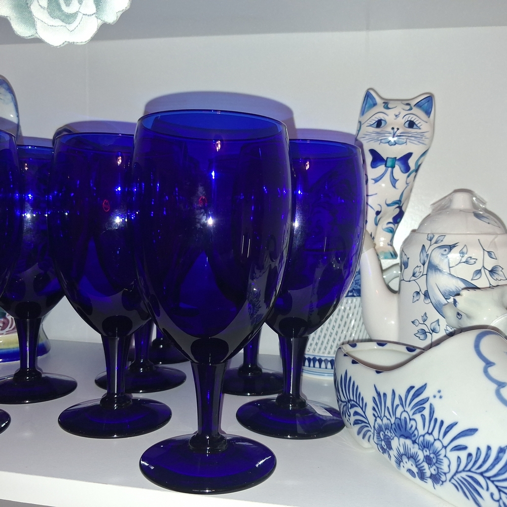 Libbey Blue Glass Goblets